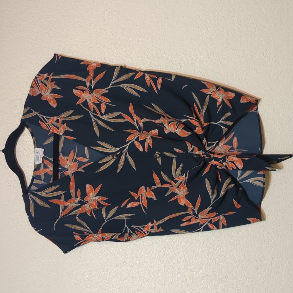 V Neck Button Down with Tie